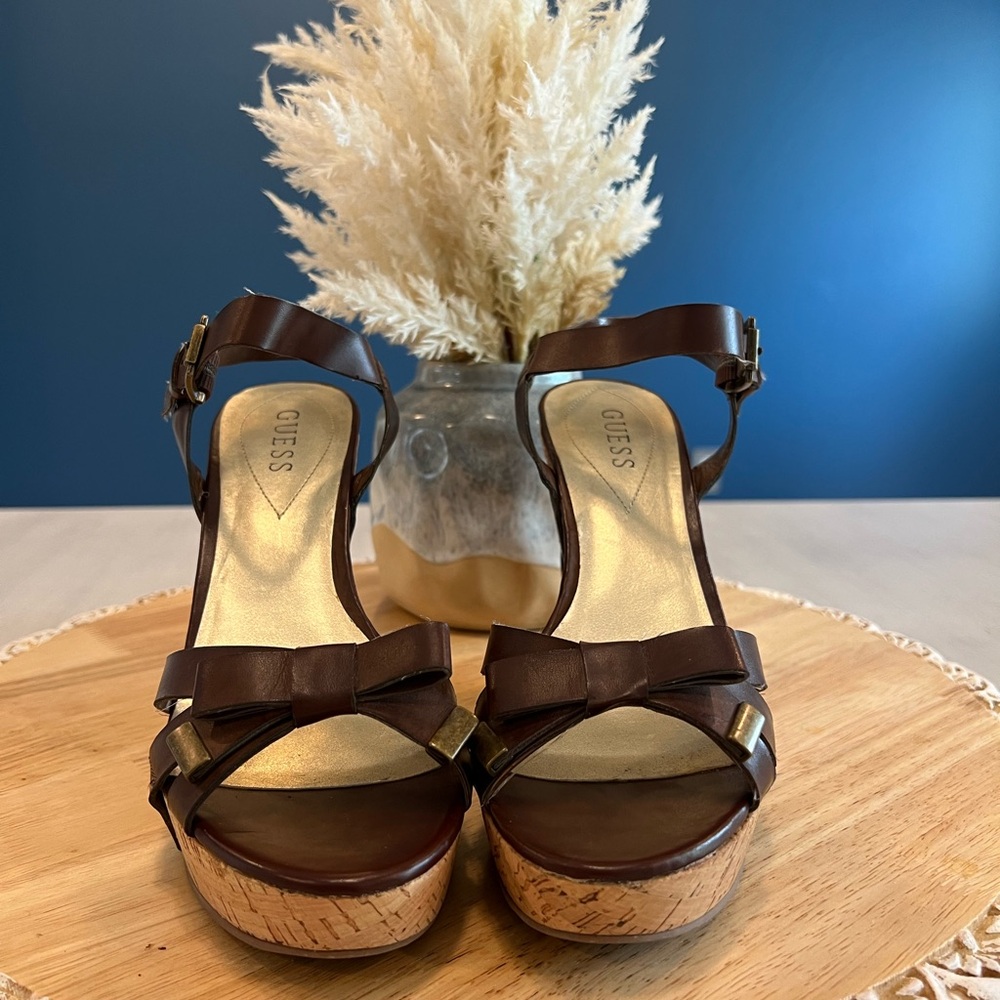 Guess Wedge Sandals brown cork 7.0